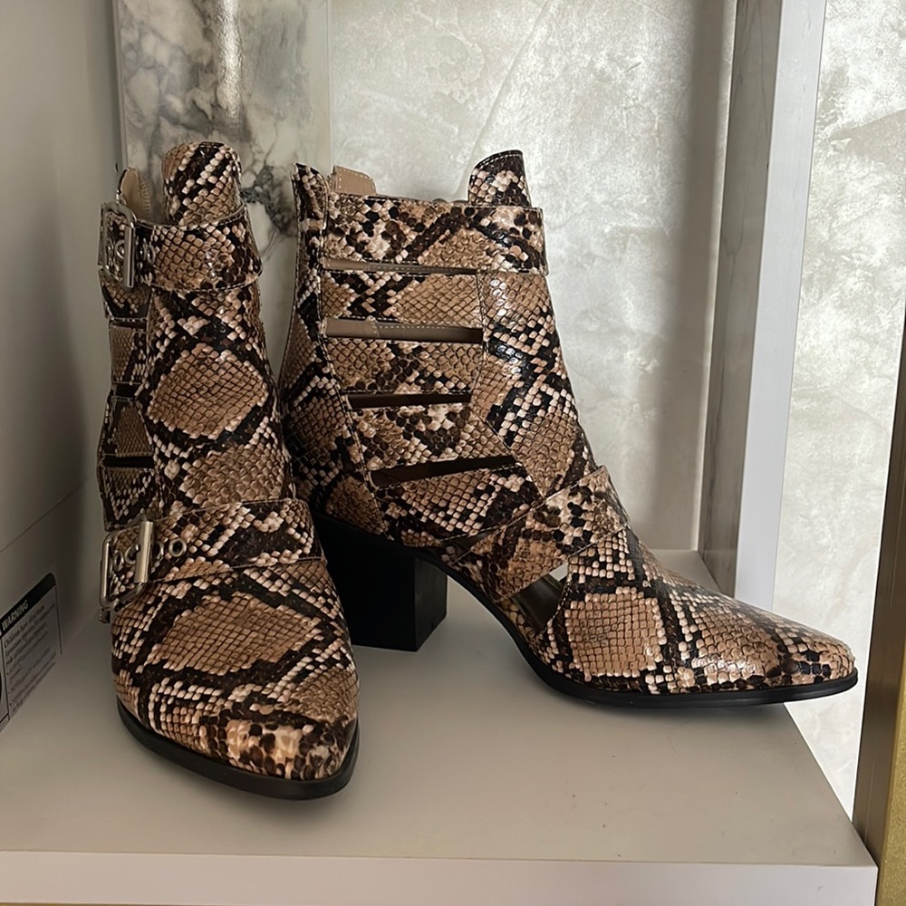 snake print booties